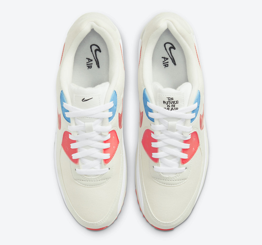 New 2021 Nike Air Max 90 White Red Blue For Women